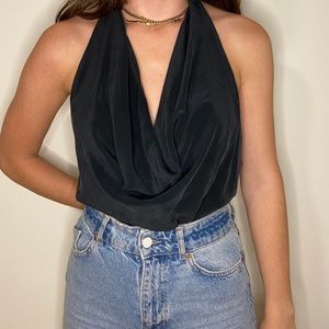 Cowl Neck Backless Top